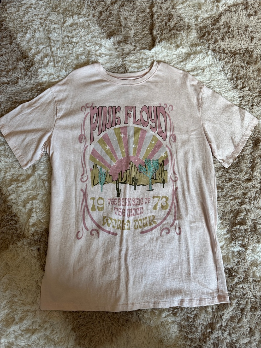 NWOT Pink Floyd Pale Pink Retro T-Shirt Dress